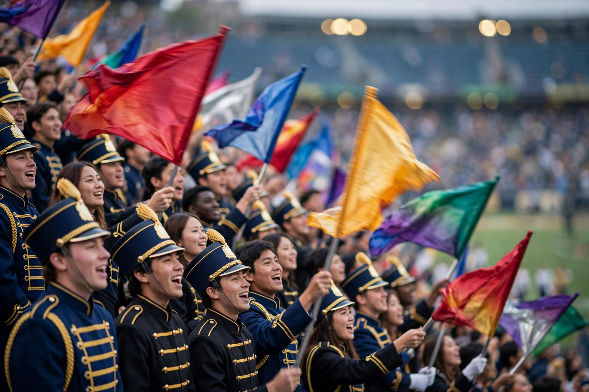 Colorful flags waving above a stadium crowd as the AP Top 25 poll week 5 rankings are unveiled