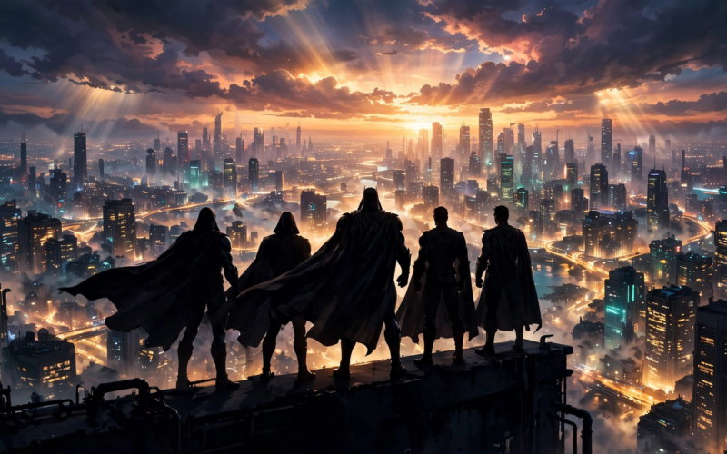 Superhero silhouettes on a movie poster display celebrating the Avengers Endgame re-release box office victory