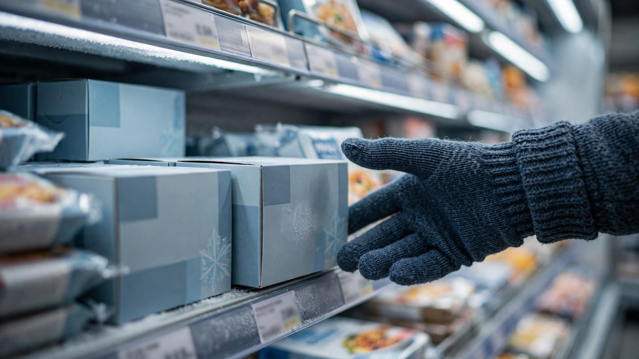 Conagra earnings — shopper reaching for a frozen meal as consumers trade down to cheaper options