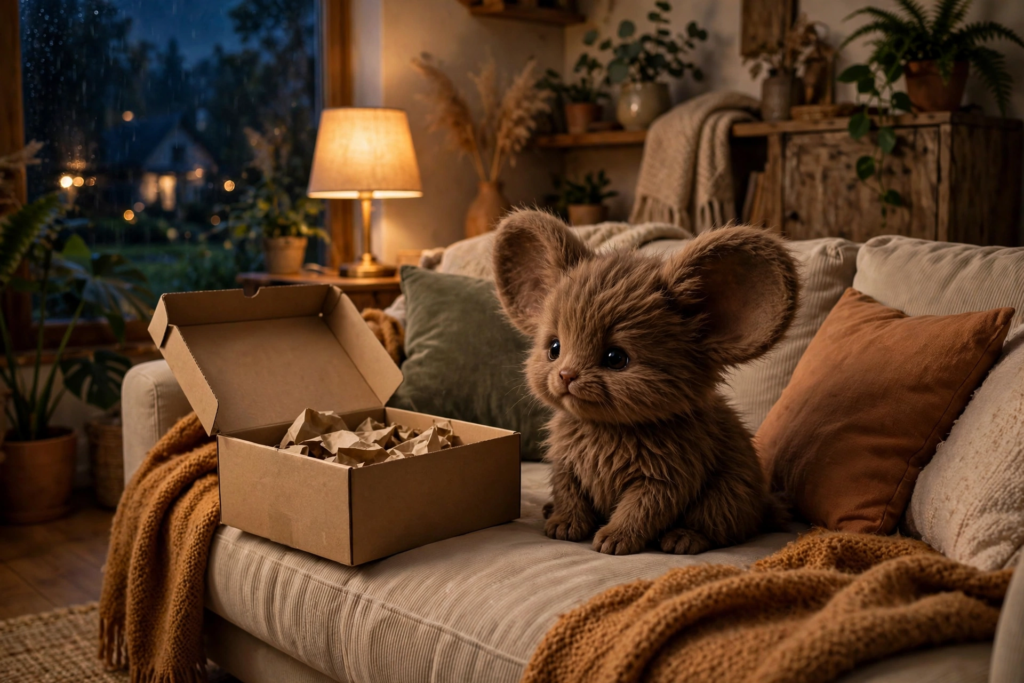 Cozy living room with a small fuzzy creature after the Gremlins 3 release date delay news