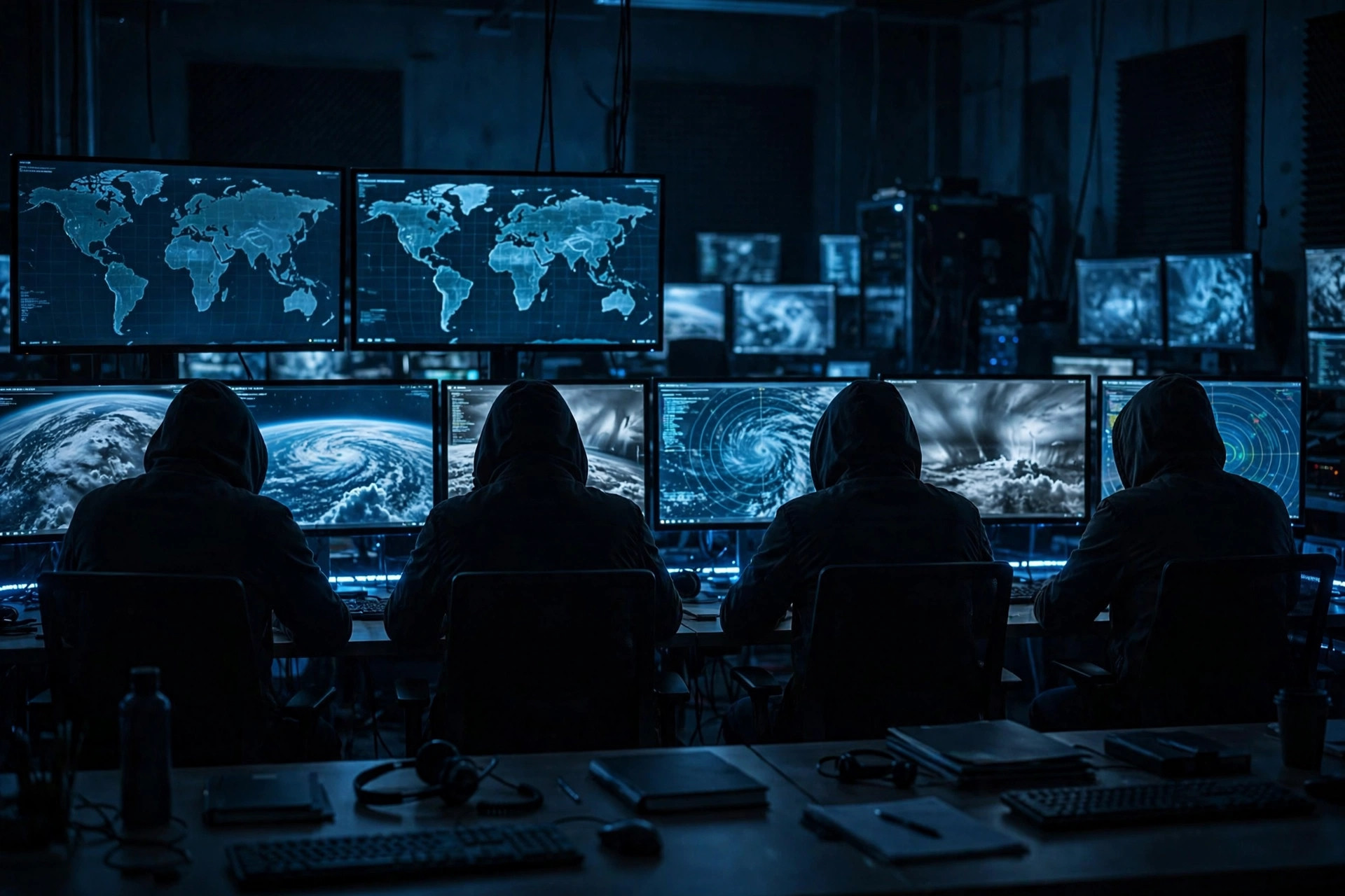 Taylor Sheridan spy thriller finale — command center screens during the climactic operation