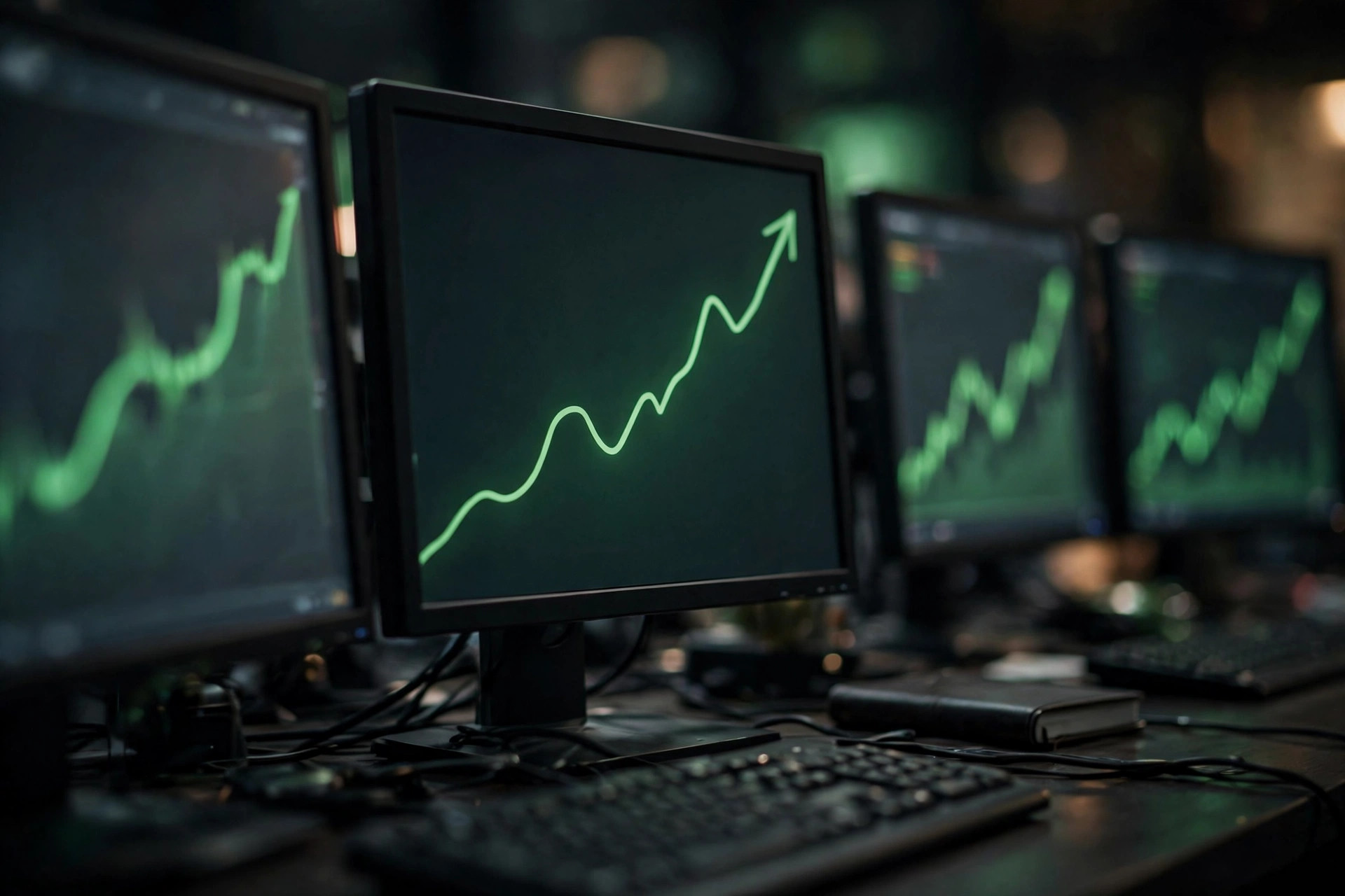 Stock market trading screens showing rising charts during the Meta Muse AI agent rally