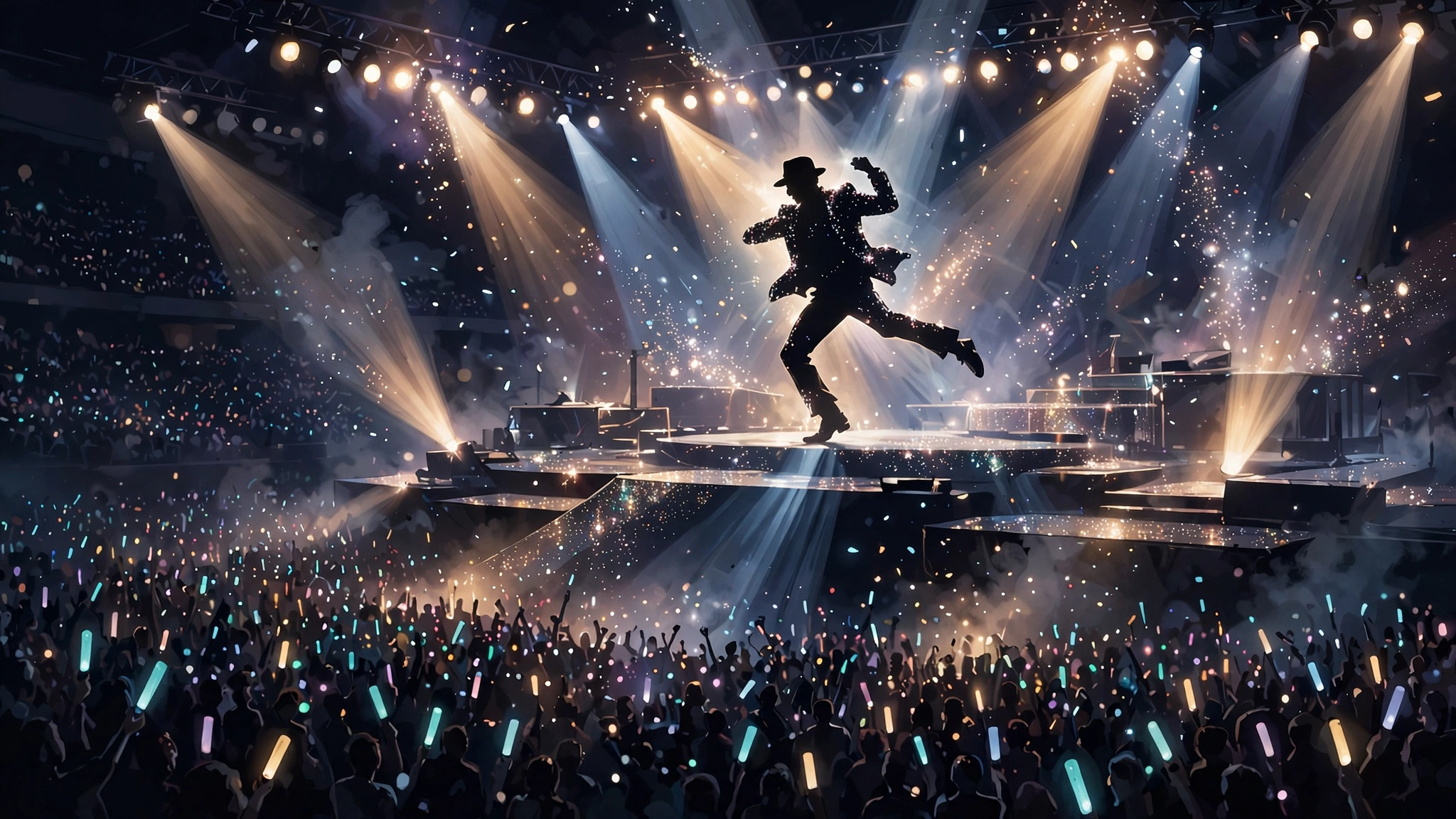 Music biopic movie poster display with spotlight celebrating the Michael biopic box office record
