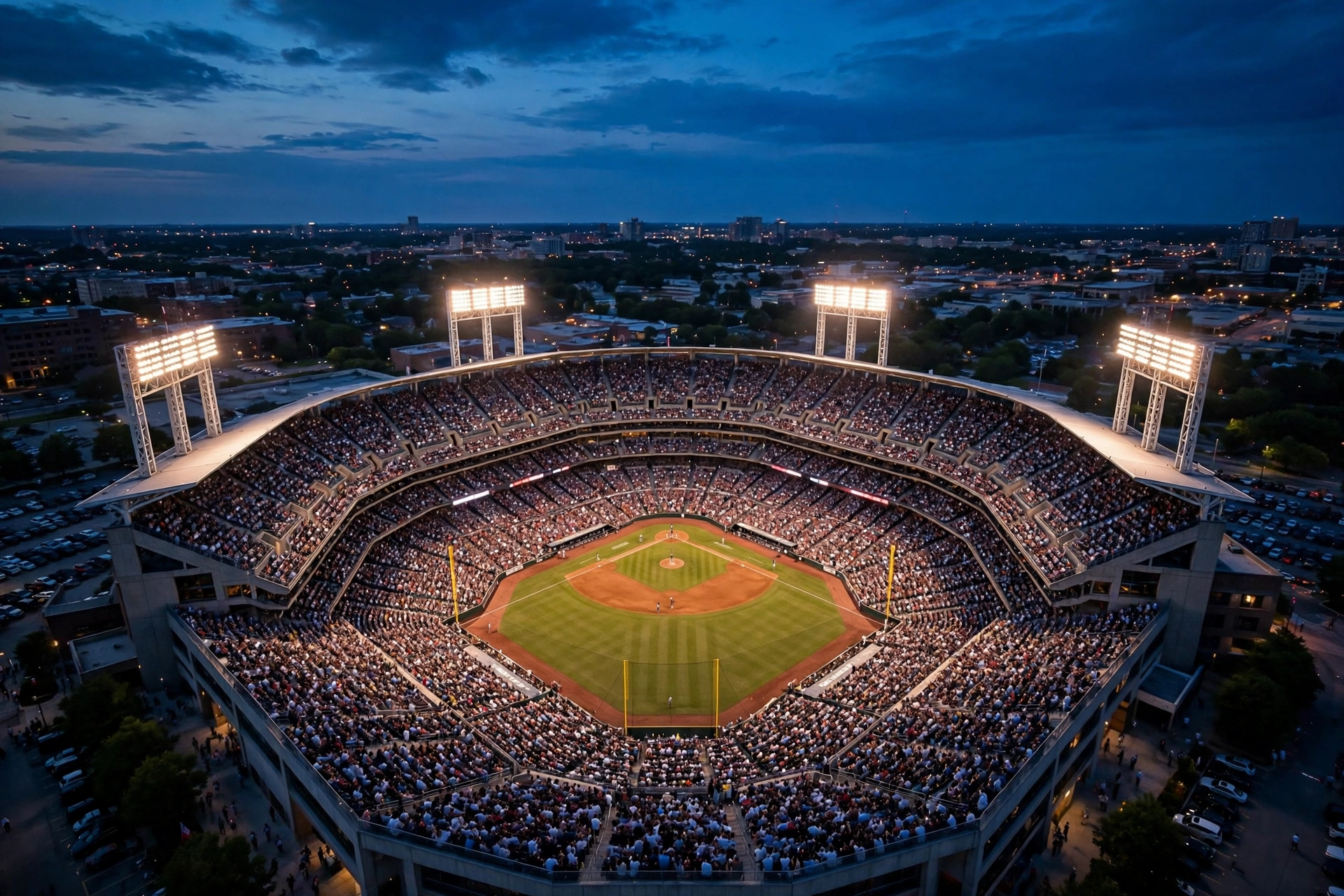 Baseball stadium packed under October lights illustrating the MLB playoff bracket 2026 Yankees Red Sox wild card showdown