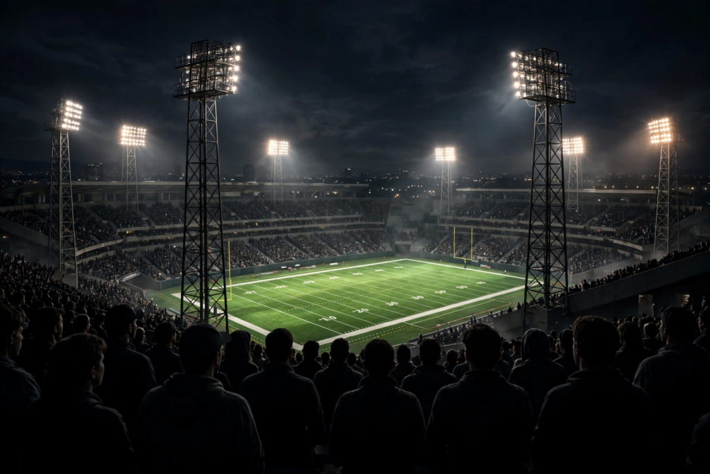NFL stadium under the lights after Travis Hunter's first interception for the Jaguars