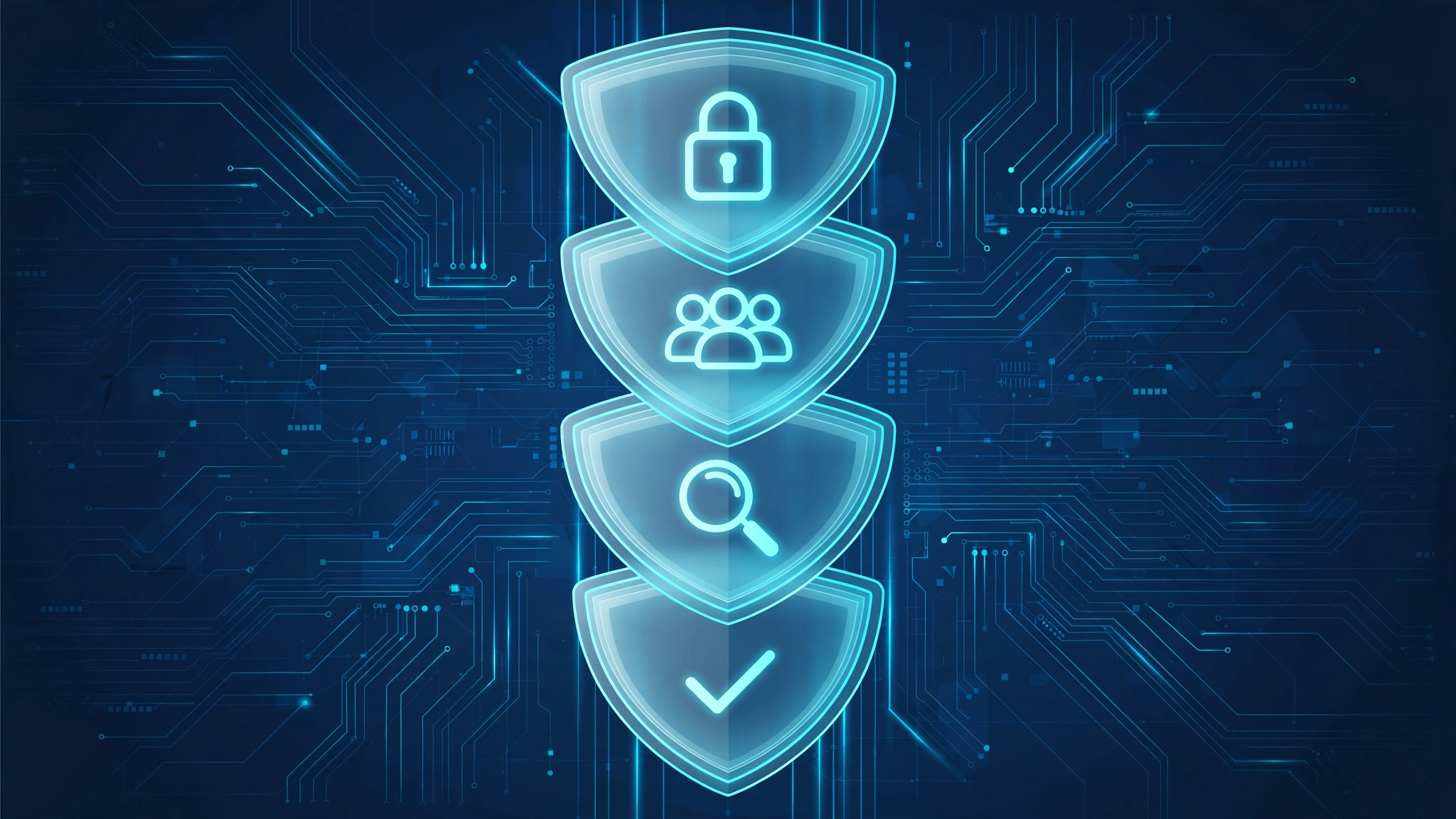 Conceptual illustration of the Trump Super Intelligence accord's four layers of AI safety controls