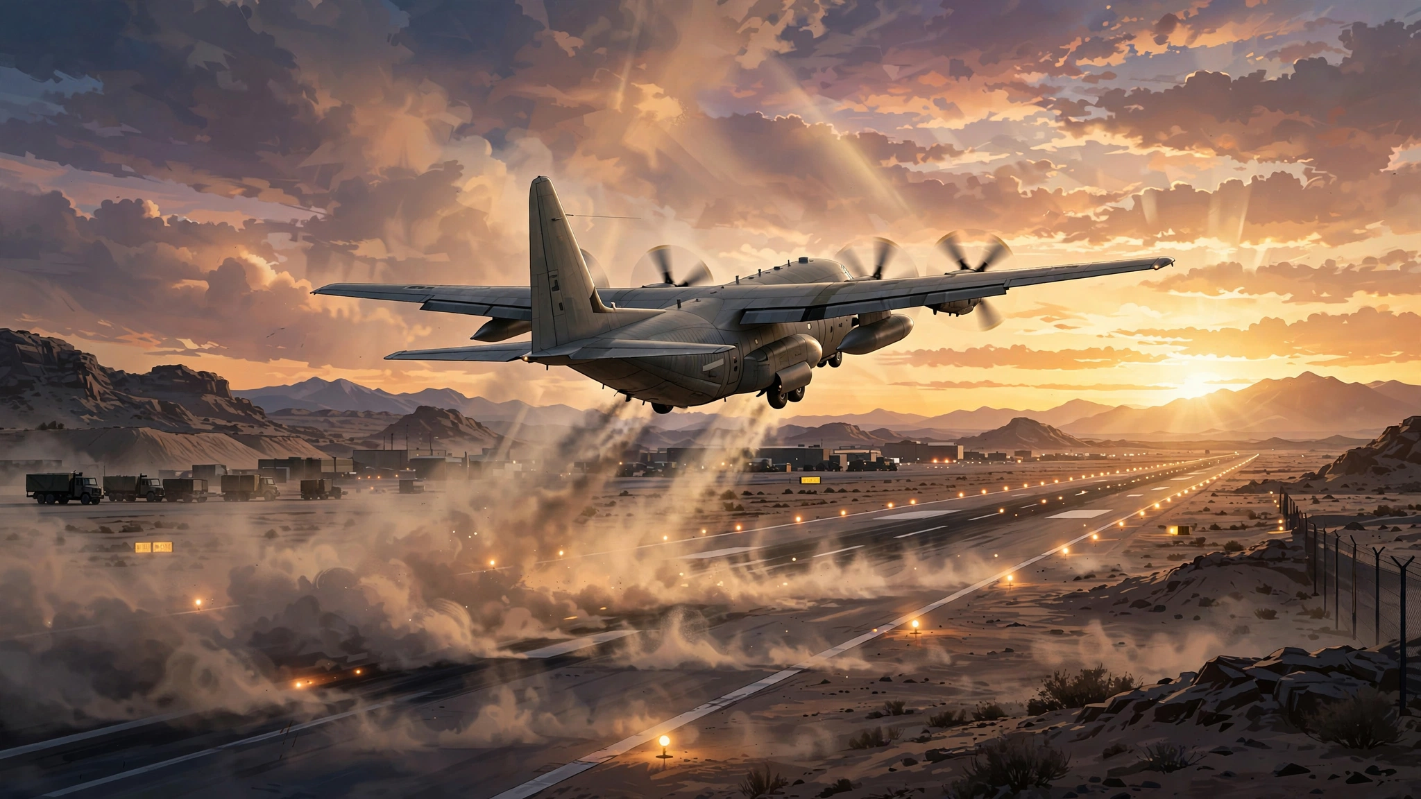 US military transport aircraft departing an Iraqi airbase, symbolizing the US troops withdrawal from Iraq