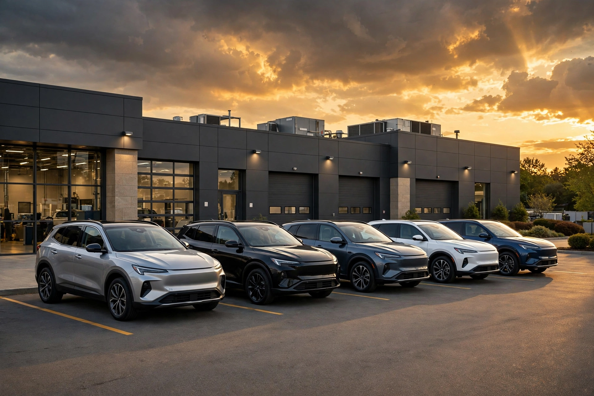 Volkswagen recall steering defect — recalled VW and Audi vehicles lined up at a service centre