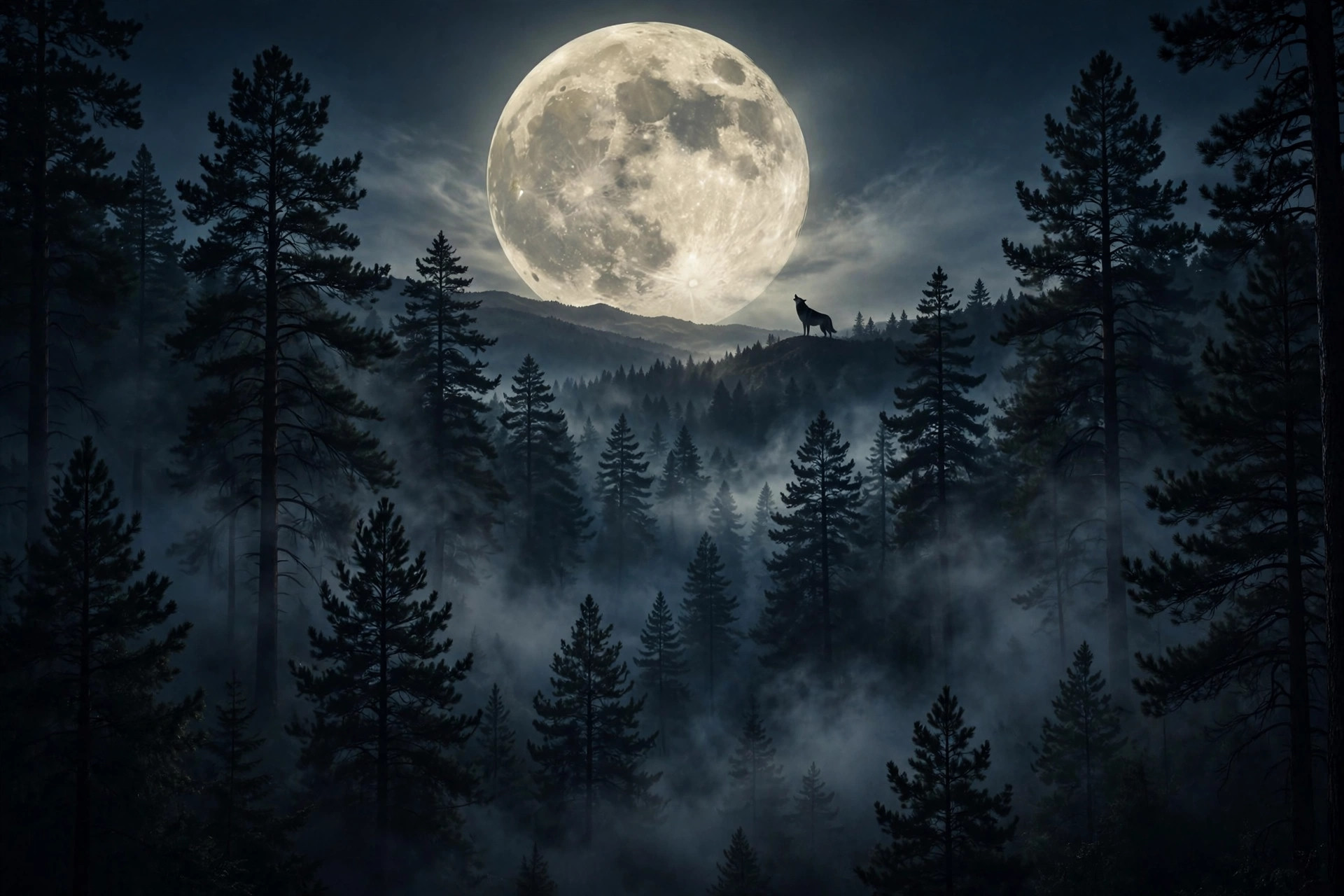 Full moon over a dark forest illustrating the new werwulf trailer and Robert Eggers' Christmas horror film