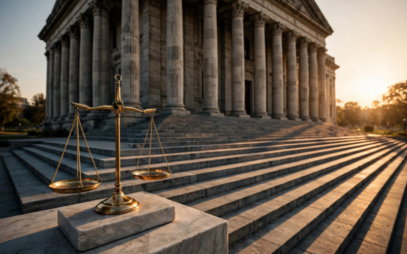 Courthouse columns symbolizing the Zahara Jolie name change granted in Los Angeles