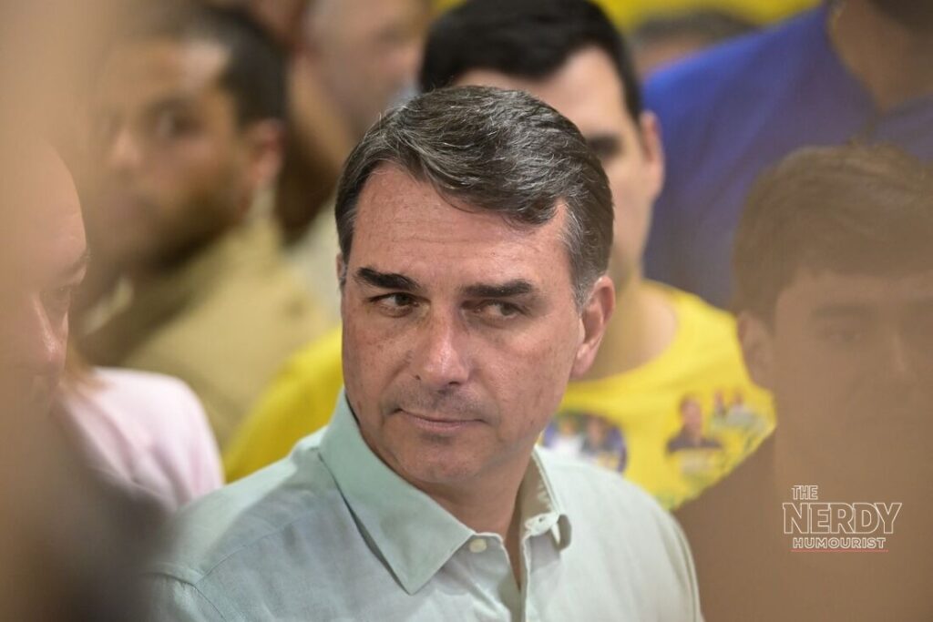 Senator Flávio Bolsonaro among supporters during August 2026 campaign coverage ahead of Brazil election voting day 2026