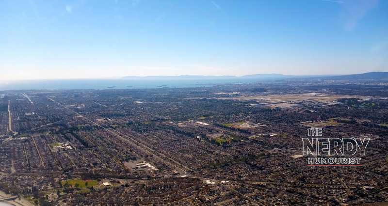 Aerial view of the Long Beach coastline battered by Tropical Storm Rachel