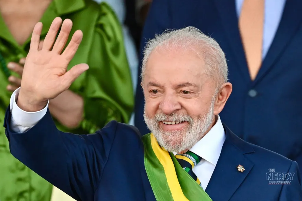 President Luiz Inácio Lula da Silva waving while wearing the presidential sash — Brazil runoff election