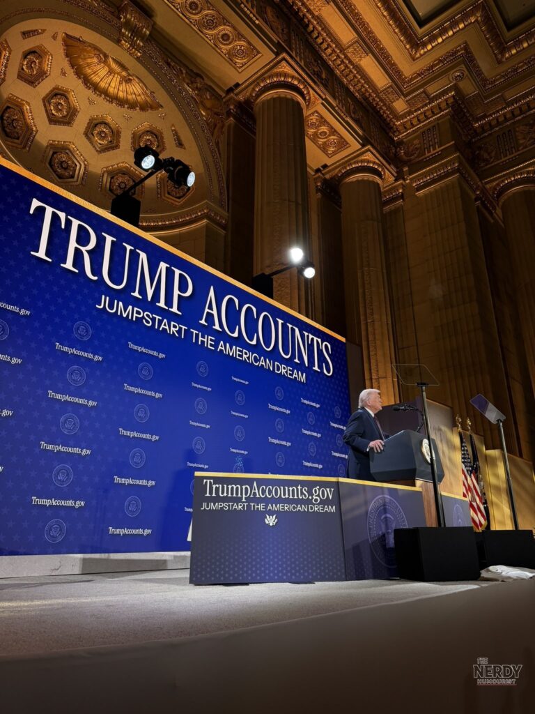 President Donald Trump speaking at a podium in a January 2026 White House photo, as he drops the diesel export-ban threat amid the G7 diesel reserves release of 100 million barrels
