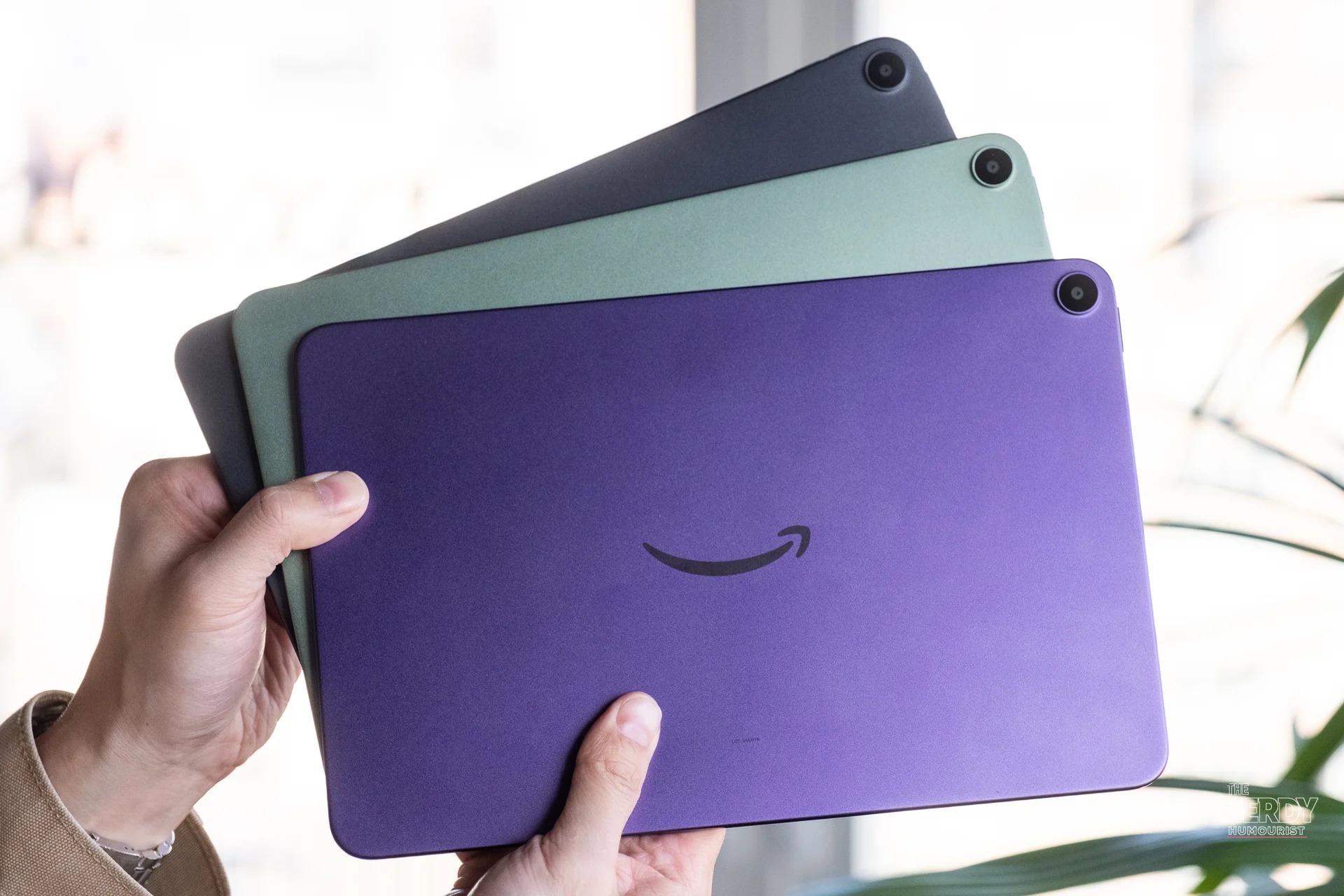 Amazon Alexa Tablet 11 in amethyst, matcha and graphite colors running full Android