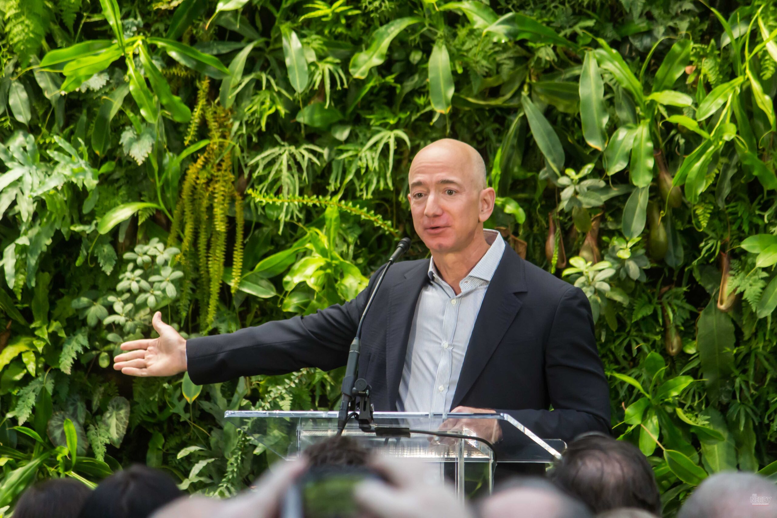 Jeff Bezos at Amazon's Seattle headquarters — the Amazon layoffs 2026 follow the 30,000-job round he blamed on pandemic overhiring
