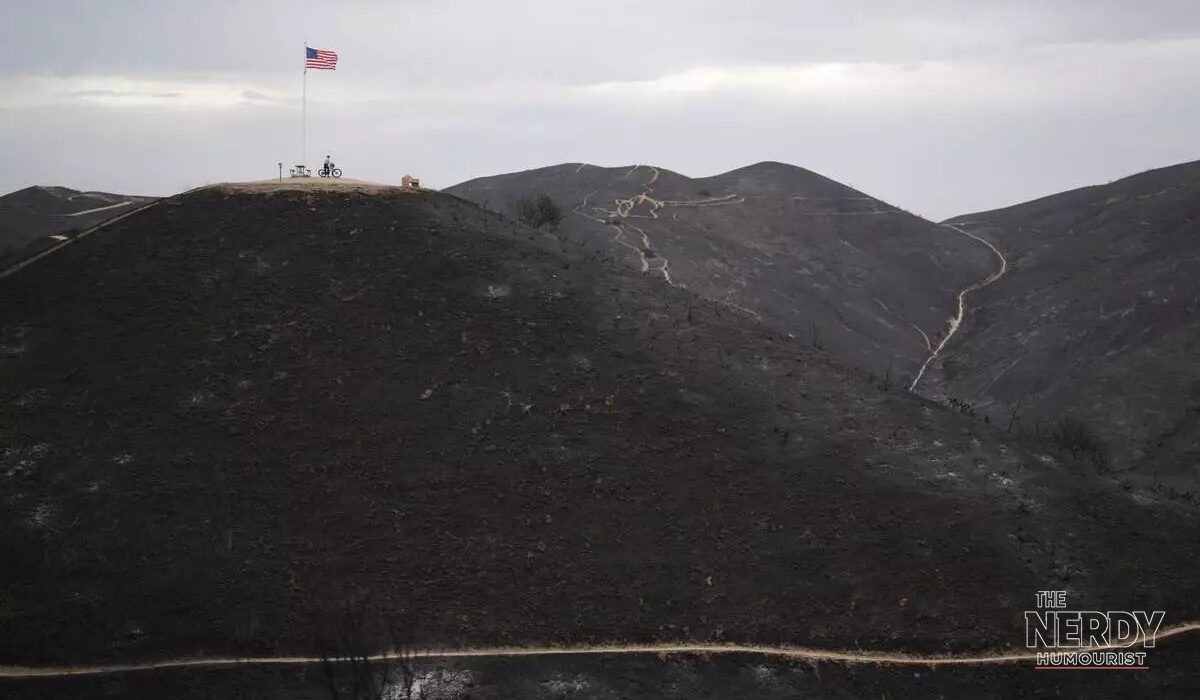 Norte Fire charred hillside at Patriot Hill in San Juan Capistrano after evacuation orders lifted