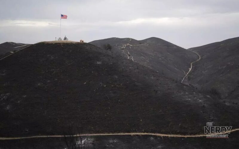 Norte Fire charred hillside at Patriot Hill in San Juan Capistrano after evacuation orders lifted