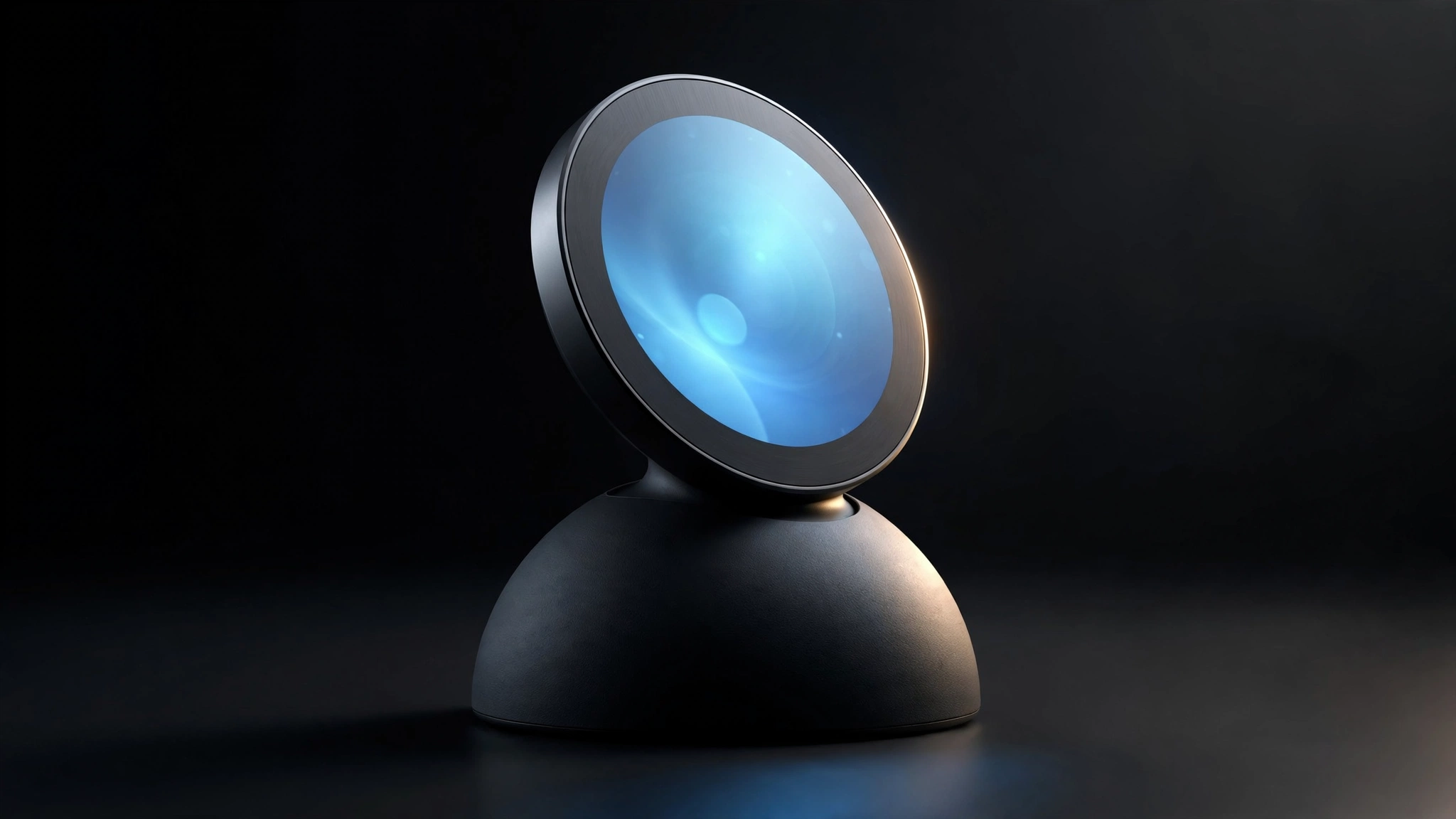 Studio concept render of the rumored Apple HomePad smart hub with hemispherical base