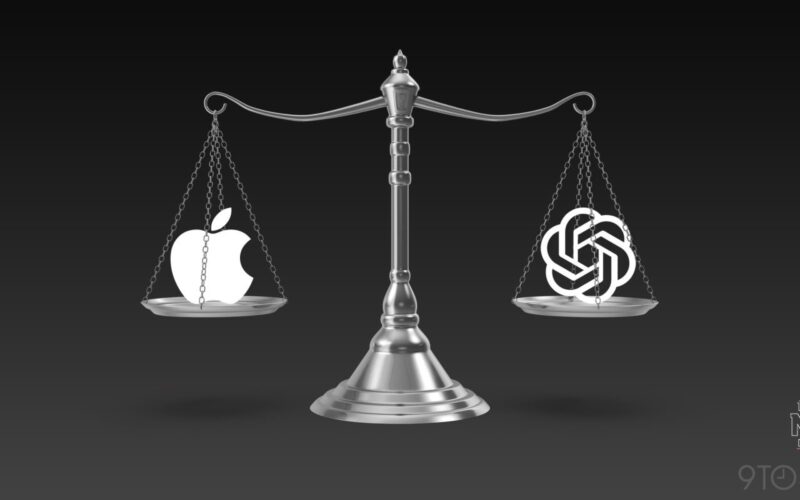 Apple OpenAI trade secrets lawsuit hearing — scales of justice balancing the Apple and OpenAI logos