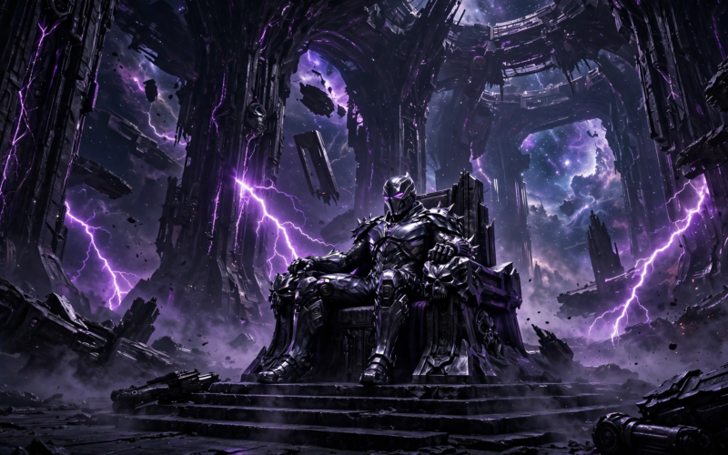 Masked metallic villain on a dark throne in a cosmic chamber for the Avengers Doomsday cast story