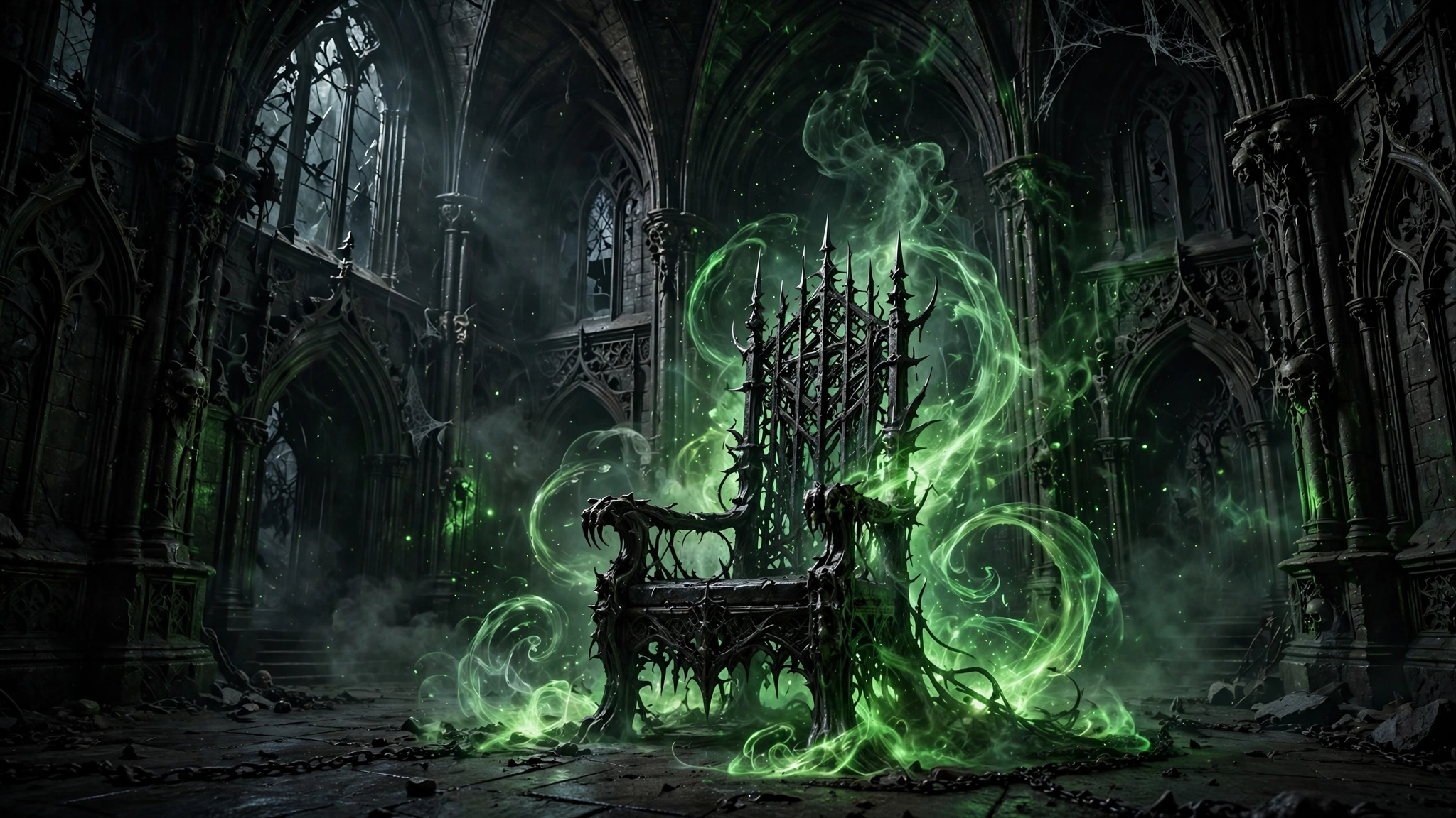 Dark throne room with green glowing energy for Avengers Doomsday cast villain reveal