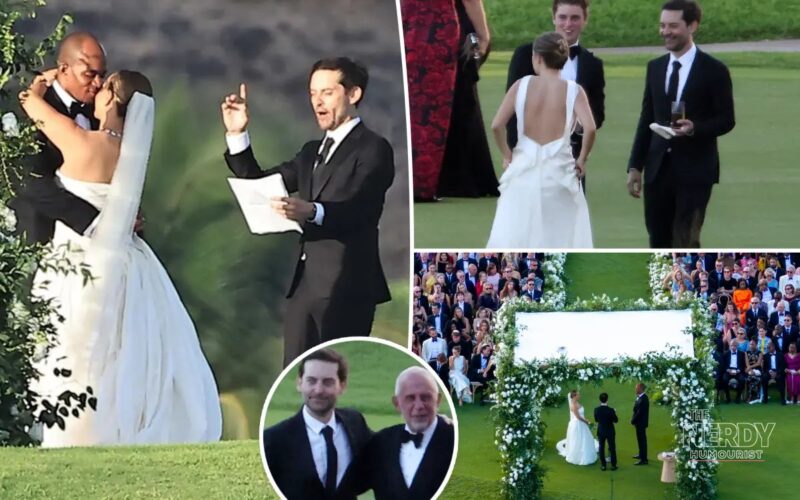 Tobey Maguire officiating his ex-wife Jennifer Meyer's Hawaii wedding to Geoff Ogunlesi