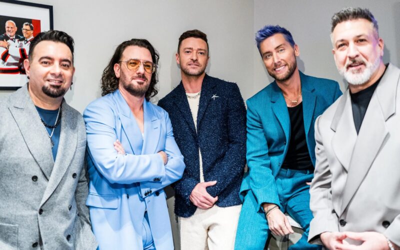 NSYNC group file photo, all five members in 2023, amid NSYNC TRL reunion coverage