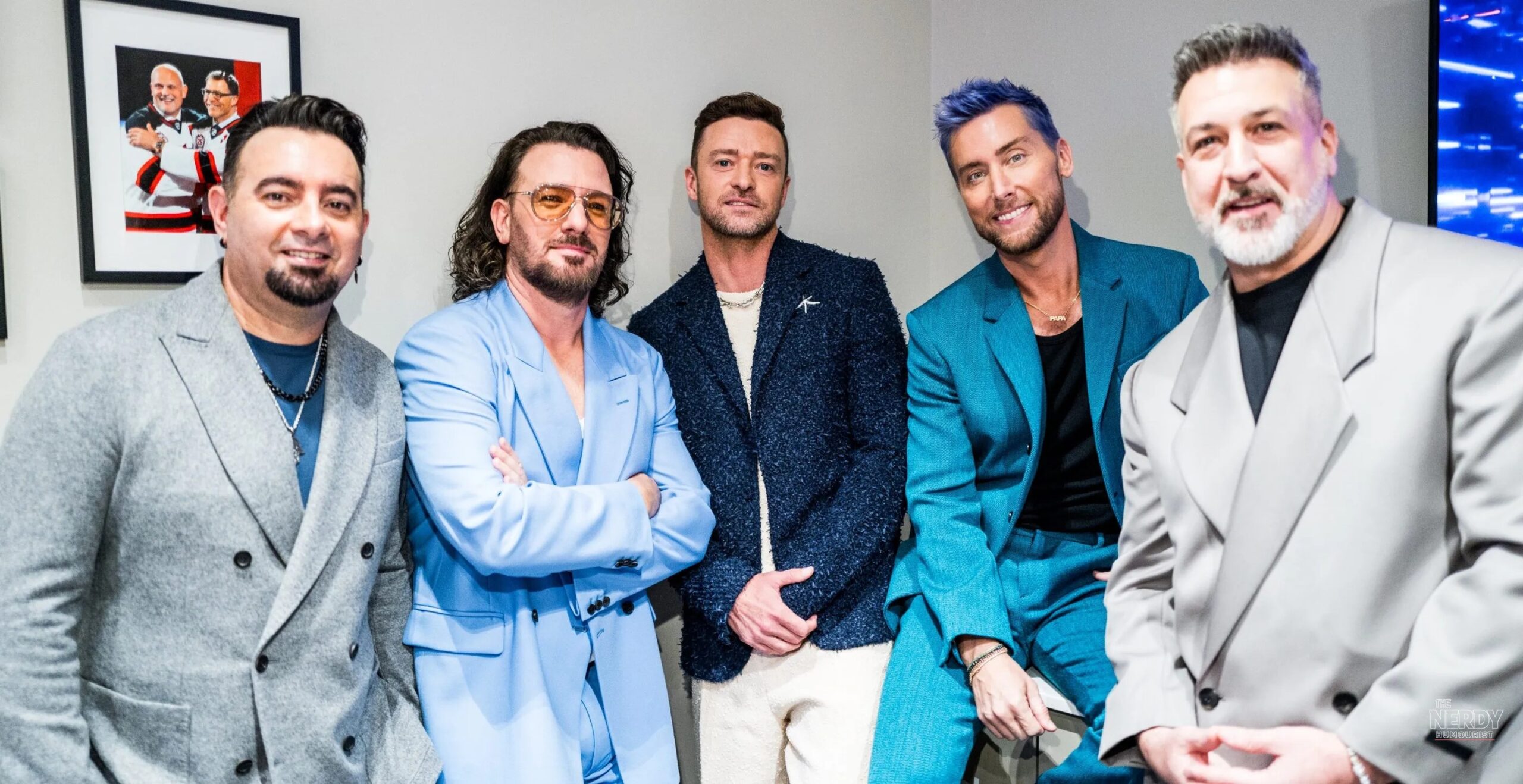 NSYNC group file photo, all five members in 2023, amid NSYNC TRL reunion coverage