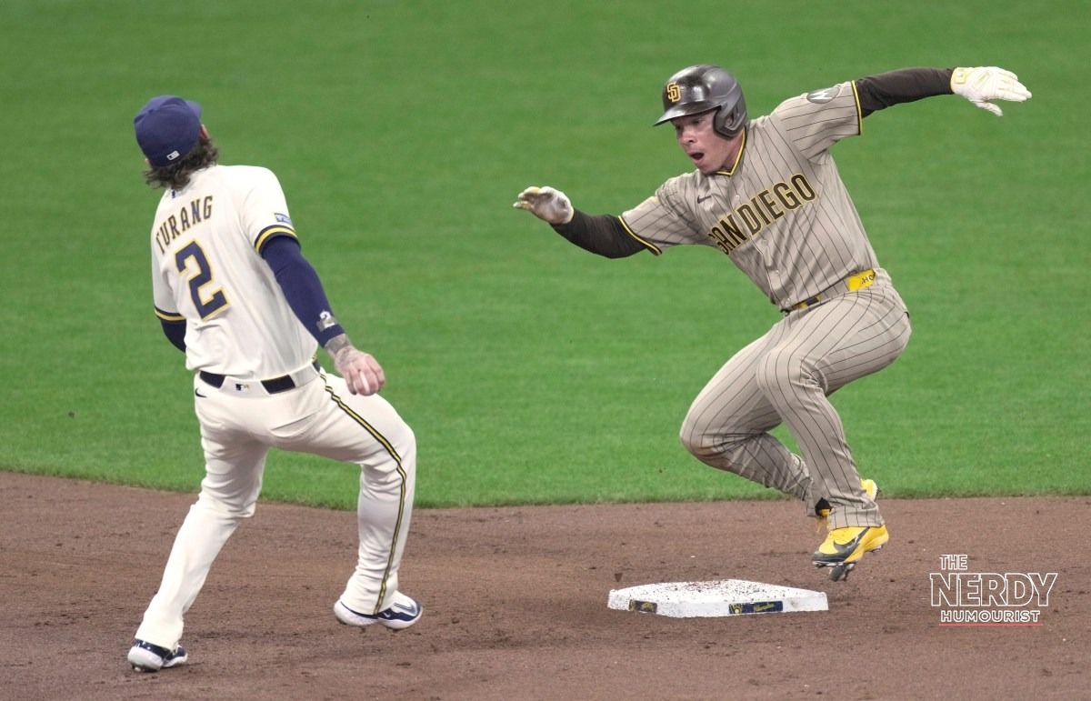 Brewers vs Padres game action from the Brewers Padres NLDS Game 2 walk-off series