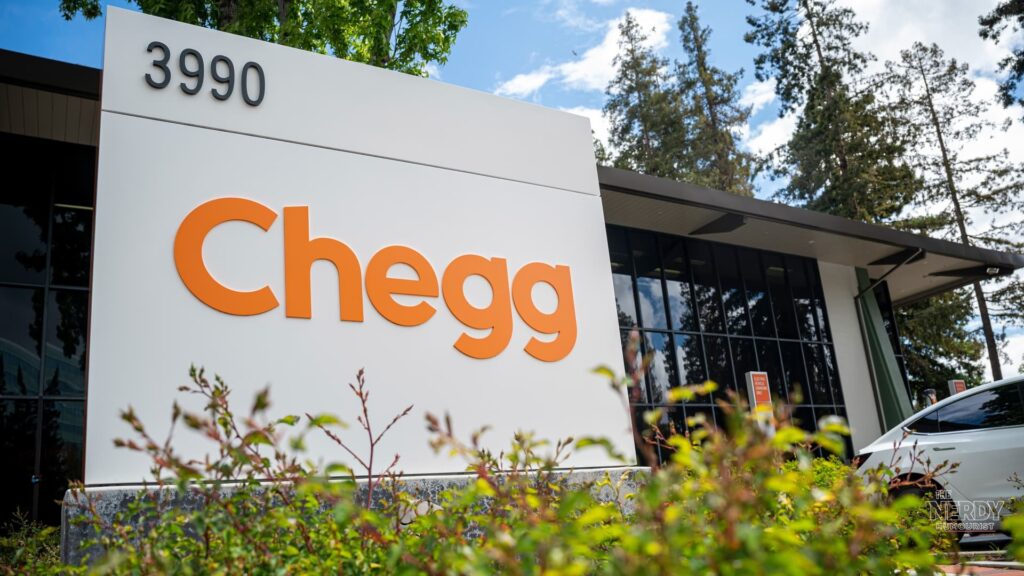 Chegg headquarters sign — Chegg's Google AI Overviews lawsuit was dismissed alongside Penske Media's claims