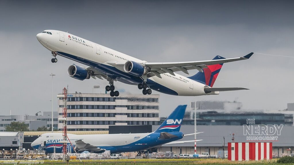 Delta A330 climbing out of Amsterdam airport amid the Delta Q3 earnings miss