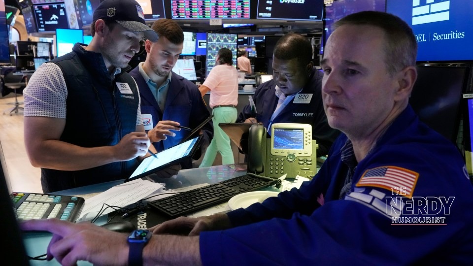 Wall Street traders at their posts on the New York Stock Exchange floor