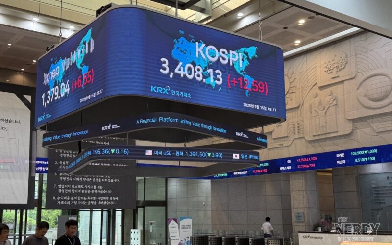 Asia markets selloff October 2026 — electronic KOSPI display at the Korea Exchange