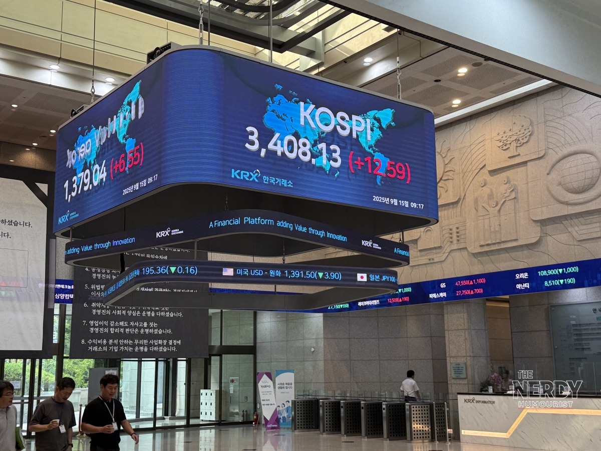 Asia markets selloff October 2026 — electronic KOSPI display at the Korea Exchange