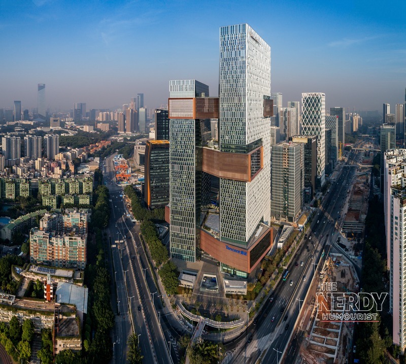 Tencent's Shenzhen headquarters — Tencent is among the largest investors in the DeepSeek $12 billion funding round