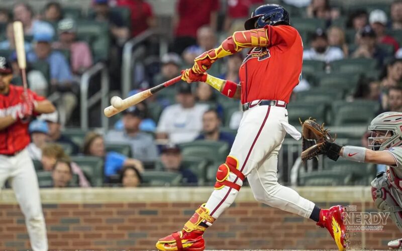 Michael Harris II of the Atlanta Braves batting during the Braves Phillies Game 3 wild-card series
