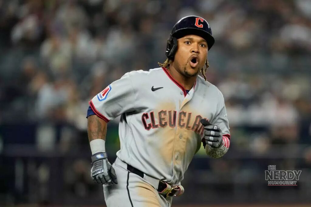 Cleveland Guardians star José Ramírez runs the bases in a 2026 file photo ahead of the Rays Guardians ALCS.