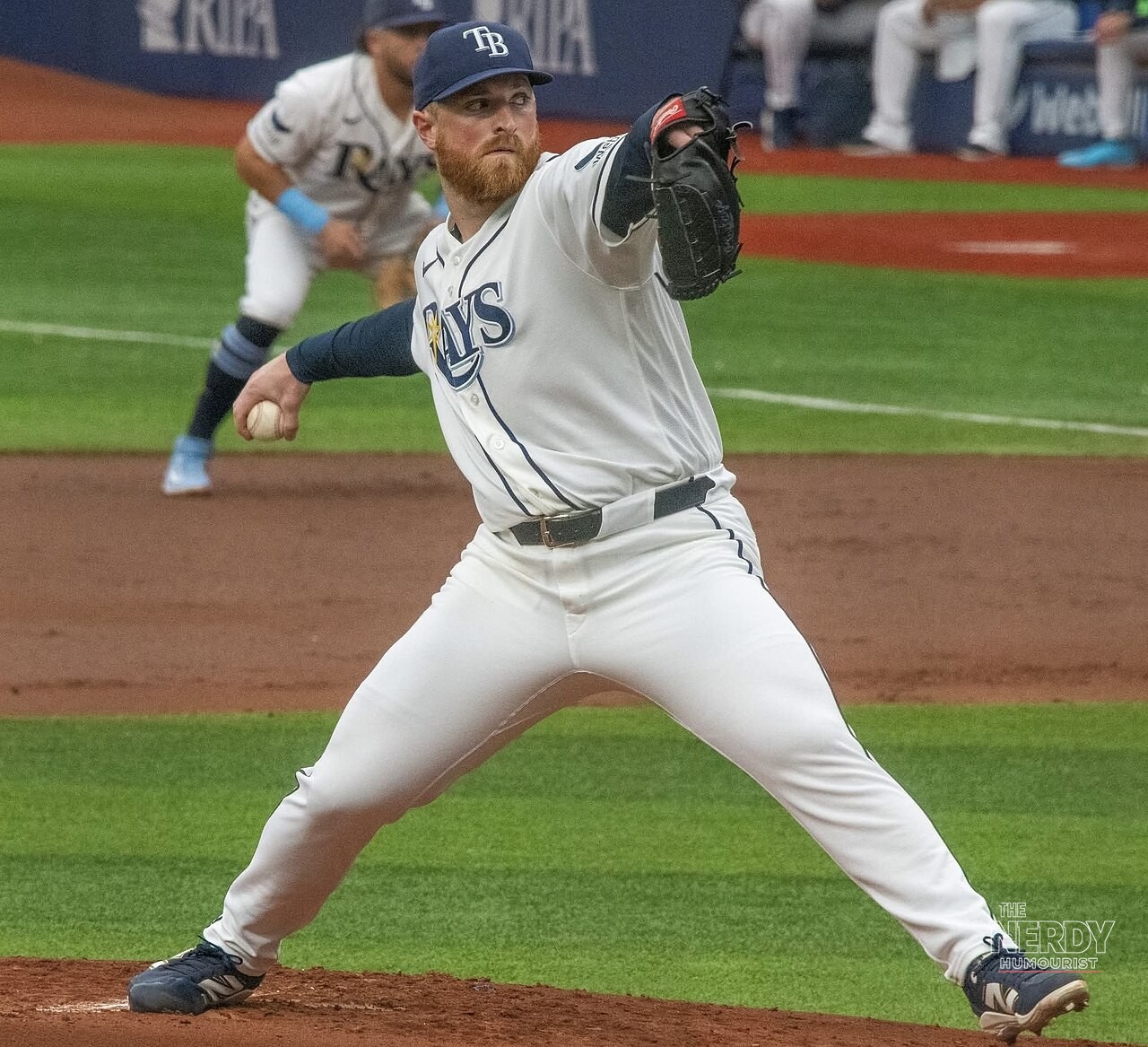 Drew Rasmussen pitches for the Rays in the Rays Yankees ALDS Game 1 win
