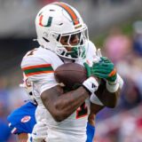 Miami Hurricanes player in action after Miami climbed to No. 1 in the AP Top 25 poll