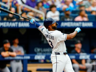 Junior Caminero of the Tampa Bay Rays, whose sixth-inning double shaped the ALCS Game 4 result (file photo)