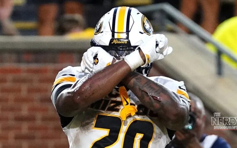 Missouri Tigers player celebrates in the 45-17 upset win as the Missouri upsets Florida football score shocks the SEC
