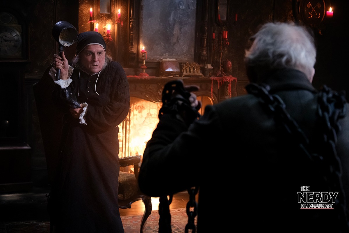 Depp's Scrooge confronts the ghost of Jacob Marley in the Ebenezer trailer