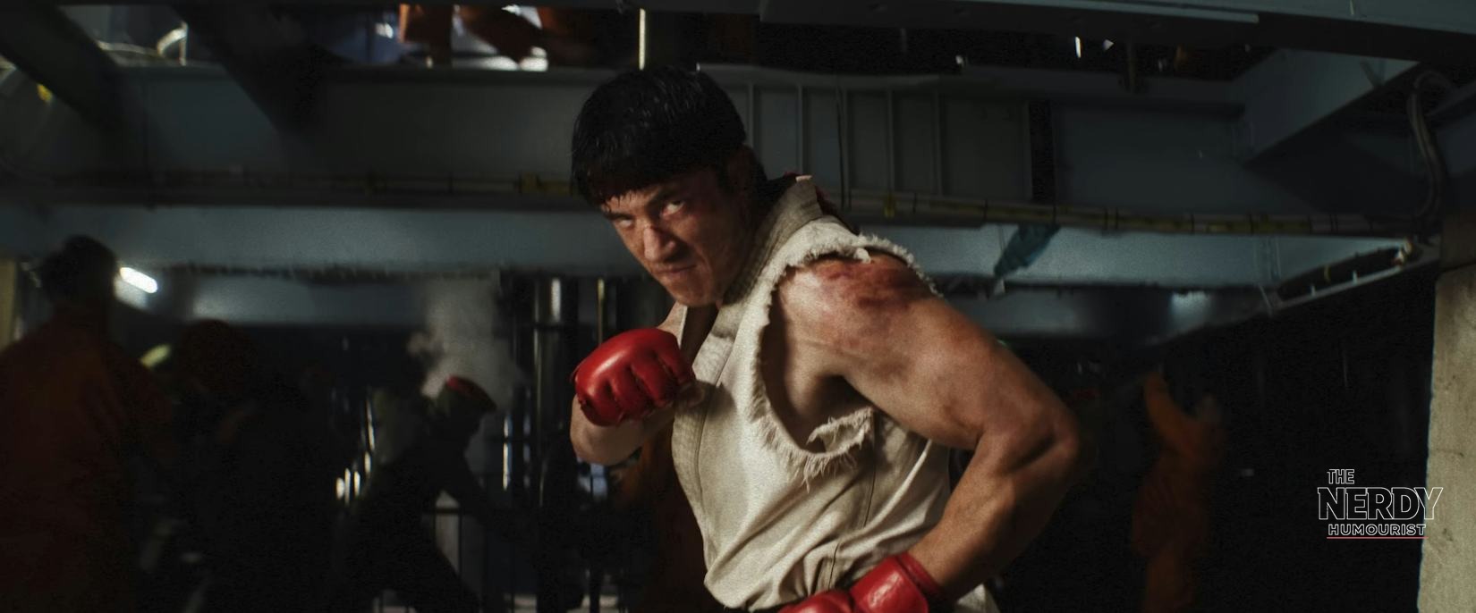 Ryu fighting in a gritty still from the Street Fighter movie 2026