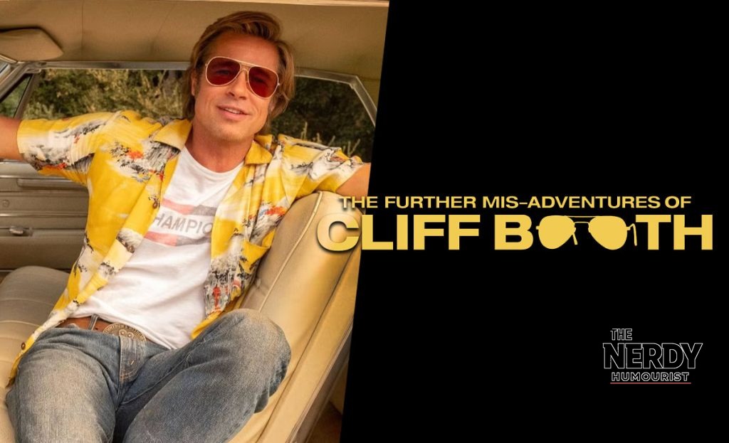 Brad Pitt as Cliff Booth in the Cliff Booth movie title artwork for David Fincher's Netflix sequel
