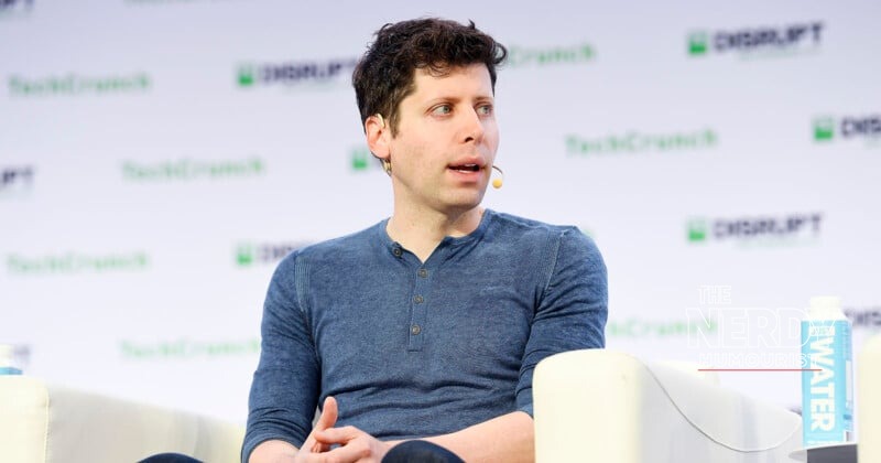 OpenAI CEO Sam Altman speaking at a TechCrunch Disrupt event, as eight states sue OpenAI alleging ChatGPT coached children toward harm