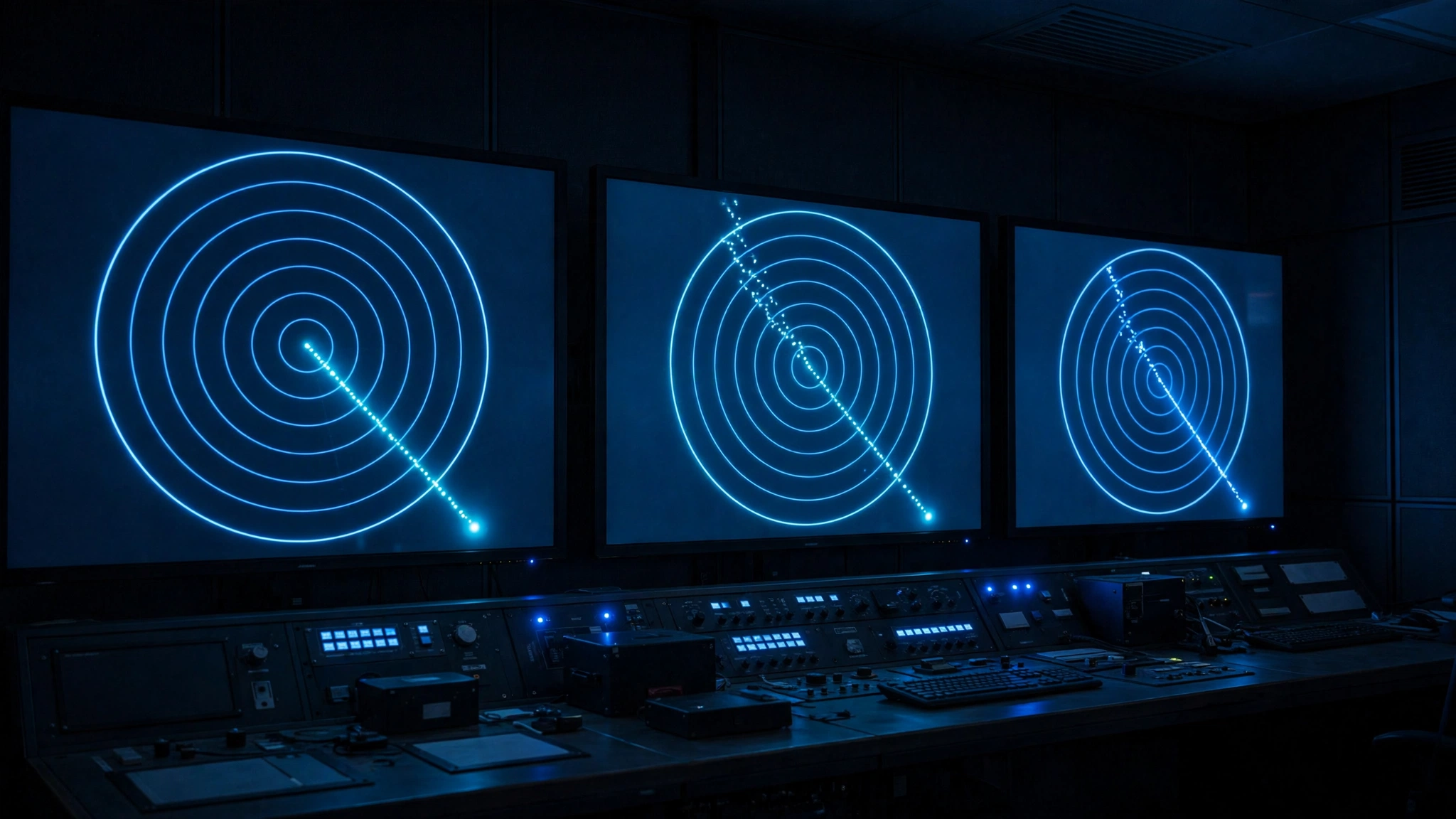 Air traffic control radar screens tracking a flight's steep descent during the FlyDubai cockpit attack emergency
