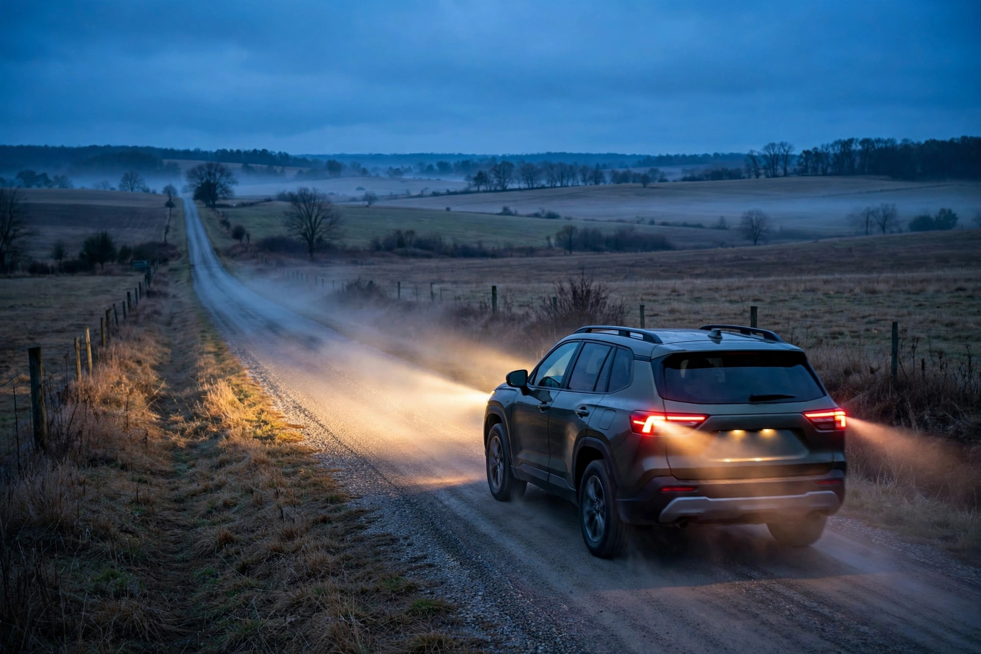 SUV with headlights on at dusk affected by Ford Expedition recall headlights defect