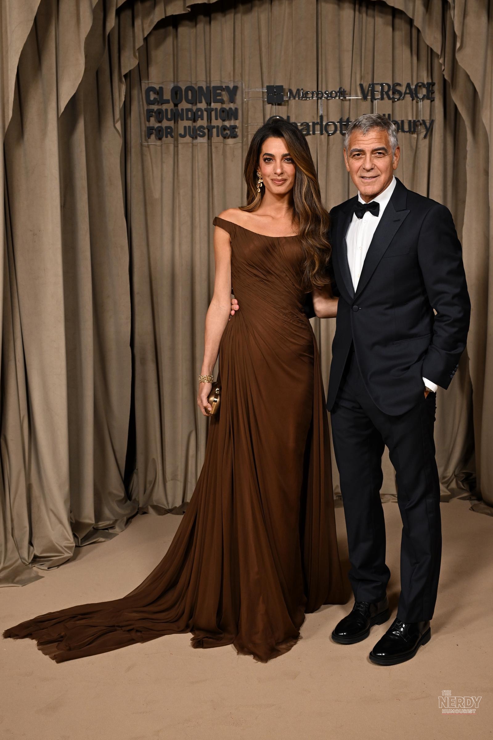 George and Amal Clooney at a previous Clooney Foundation for Justice event (file photo) amid the George Clooney Presley Gerber death news