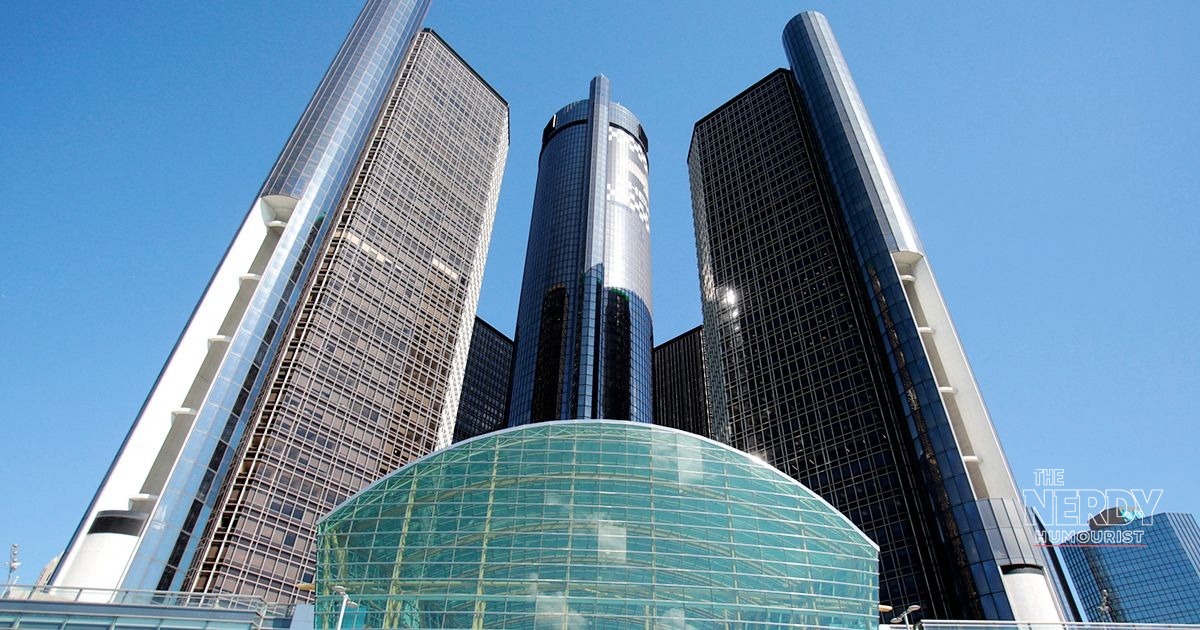 General Motors' Renaissance Center headquarters in Detroit — GM Q3 sales 2026 fell 5.5% to 670,974 vehicles